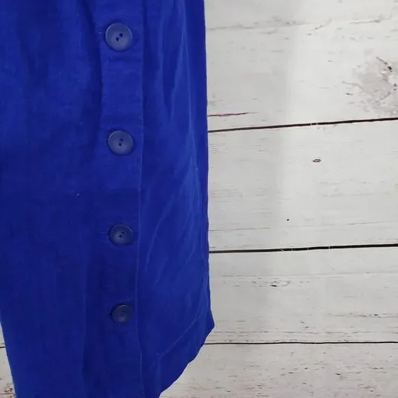 Sag Harbor Women's Blue Linen Blend Embroidered Maxi Dress Size 18W - Picture 4 of 14